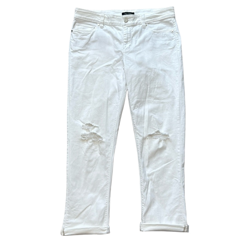 White House Black Market slim crop white pants sz 10